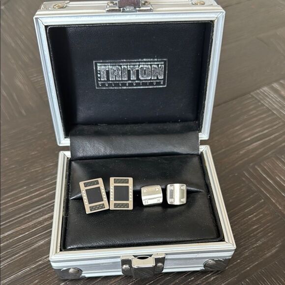 triton Other - Triton Titanium cuff links, diamond, black, mens, formal, gift, wedding